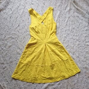 Banana Republic Lemon Yellow Criss Cross Dress